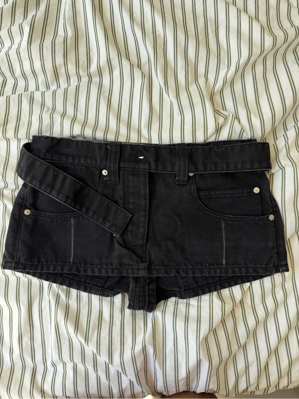 Alexander Wang Women's Denim Mini Shorts with Belt